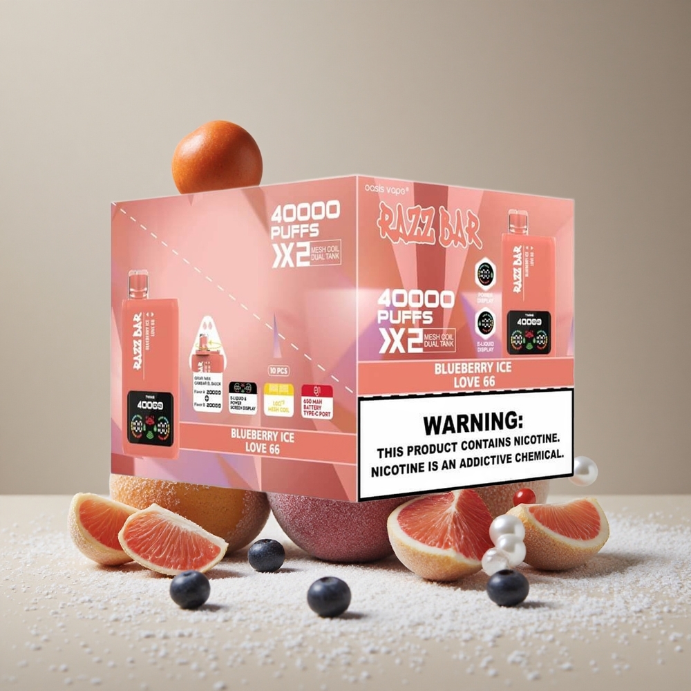 Razz Bar 40000 Puffs Disposable Vape Blueberry Ice Power Screen Display wholesale Australia