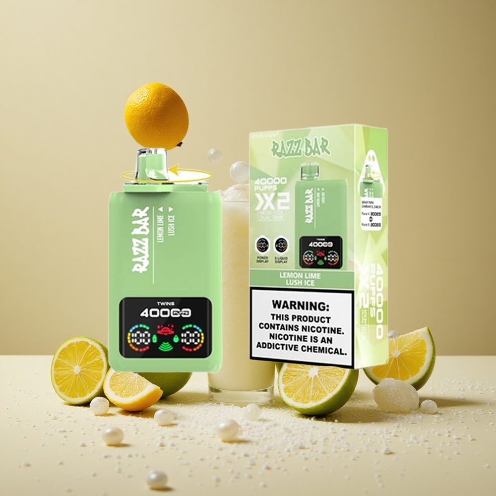 Razz Bar 40000 Puffs Disposable Vape Lemon Lime_Lush Ice Power Screen Display wholesale Australia