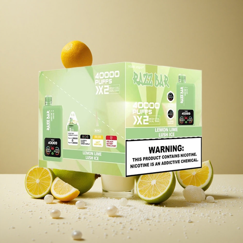 Razz Bar 40000 Puffs Disposable Vape Lemon Lime_Lush Ice Power Screen Display wholesale Australia