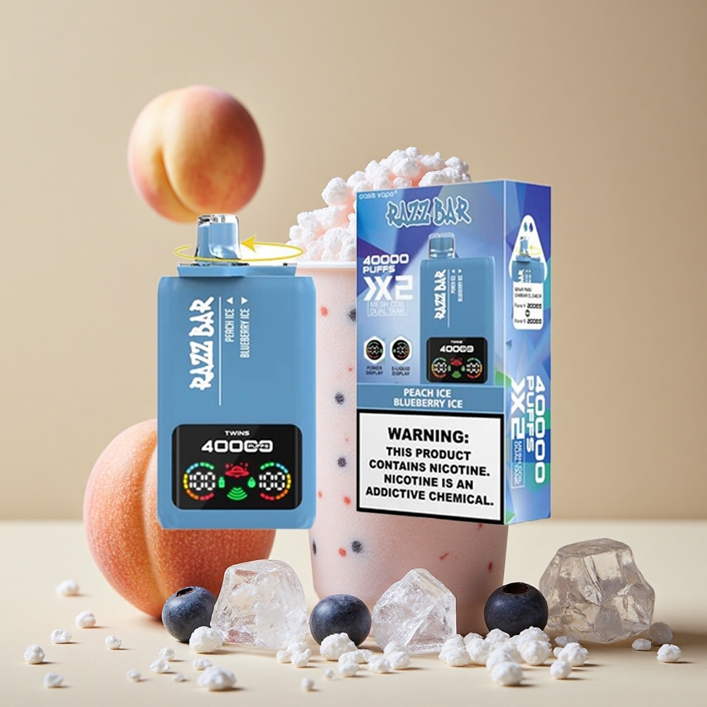 Razz Bar 40000 Puffs Disposable Vape Peach Ice Blueberry Ice Power Screen Display wholesale Australia