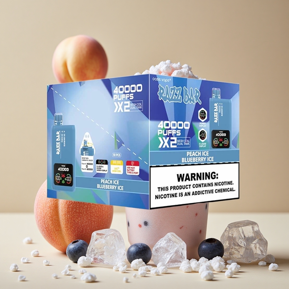 Razz Bar 40000 Puffs Disposable Vape Peach Ice Blueberry Ice Power Screen Display wholesale Australia