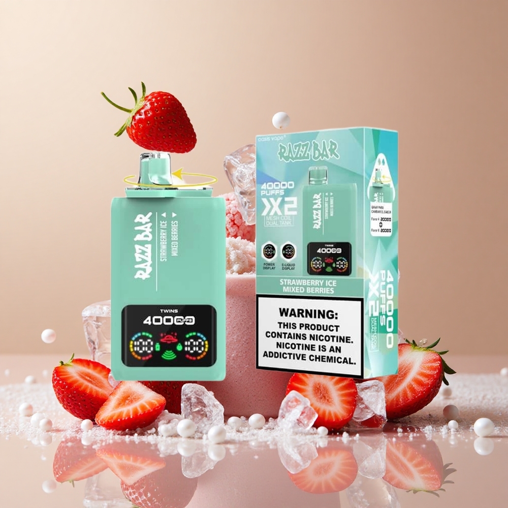 Razz Bar 40000 Puffs Disposable Vape Strawberry Ice Mixed Berries Power Screen Display wholesale Australia