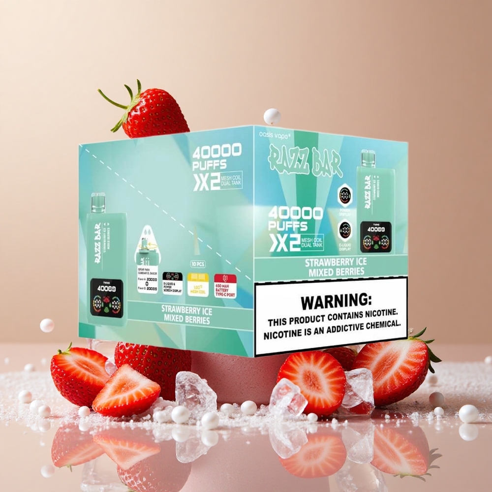 Razz Bar 40000 Puffs Disposable Vape Strawberry Ice Mixed Berries Power Screen Display wholesale Australia