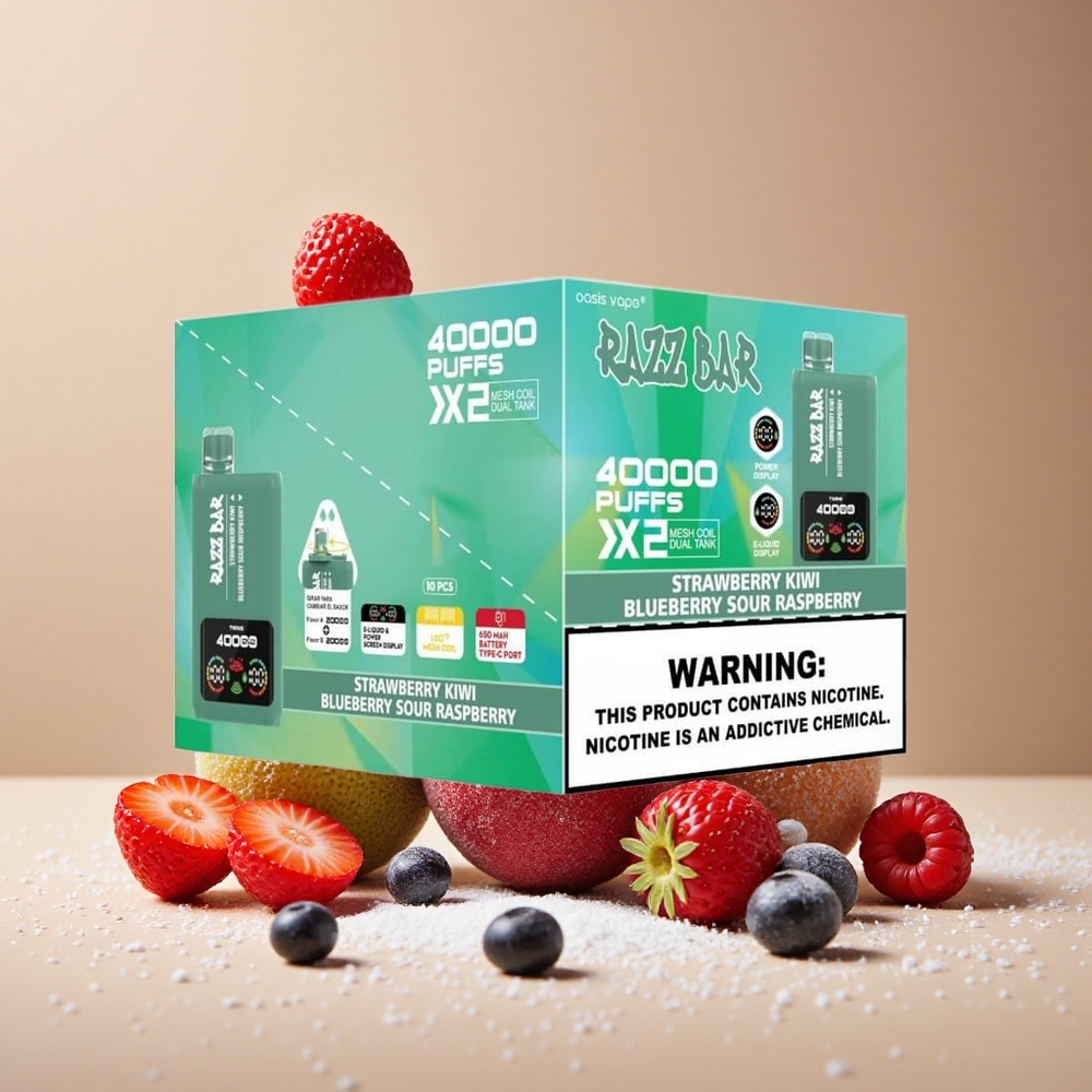Razz Bar 40000 Puffs Disposable Vape Strawberry Kiwi Blueberry Sour Raspberry Power Screen Display wholesale Australia